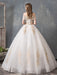 Wedding Dresses 2021 Ball Gown Off Shoulder Golden Lace Appliqued Floor Length Bridal Dress