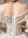 Wedding Dresses 2021 Ball Gown Off Shoulder Golden Lace Appliqued Floor Length Bridal Dress