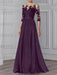Lace and chiffon A-line mother of the bride gown in eggplant purple