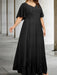 Plus size black chiffon gown with a sequin lace bodice and lace hem
