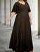 Plus size chocolate chiffon gown with a lace bodice and lace hem