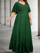 Dark Green plus size lace hem chiffon mother of the bride empire gown