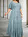 Dusty Blue plus size lace hem chiffon mother of the bride empire gown