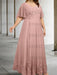 Dusty Rose plus size lace hem chiffon mother of the bride empire gown