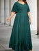 Emerald Green plus size lace hem chiffon mother of the bride empire gown