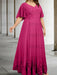 Fuchsia plus size lace hem chiffon mother of the bride empire gown