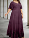Grape plus size lace hem chiffon mother of the bride empire gown