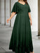 Green Black plus size lace hem chiffon mother of the bride empire gown