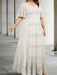 Ivory plus size lace hem chiffon mother of the bride empire gown