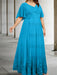 Ocean Blue plus size lace hem chiffon mother of the bride empire gown