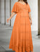 Orange plus size lace hem chiffon mother of the bride empire gown
