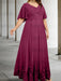 Orchid plus size lace hem chiffon mother of the bride empire gown