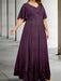 Plum plus size lace hem chiffon mother of the bride empire gown
