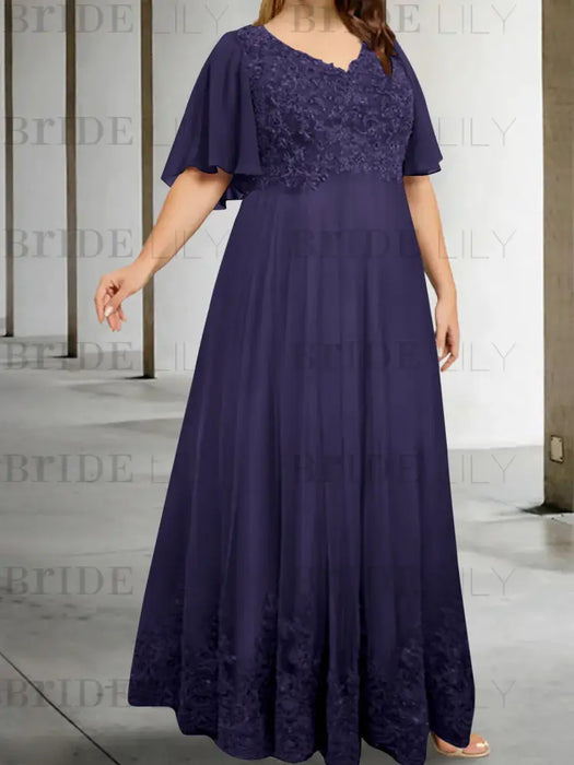 Regency plus size lace hem chiffon mother of the bride empire gown