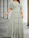 Silver plus size lace hem chiffon mother of the bride empire gown