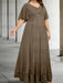 Taupe plus size lace hem chiffon mother of the bride empire gown