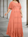 Watermelon plus size lace hem chiffon mother of the bride empire gown