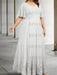 White plus size lace hem chiffon mother of the bride empire gown