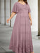 Wisteria plus size lace hem chiffon mother of the bride empire gown