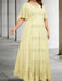 Yellow plus size lace hem chiffon mother of the bride empire gown