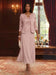 Lace jacket dress in dusty rose on model