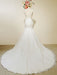 High Qulity Lace  Mermaid Wedding Dress Illusion Chaple Train Ivory Beading Bridal Gown