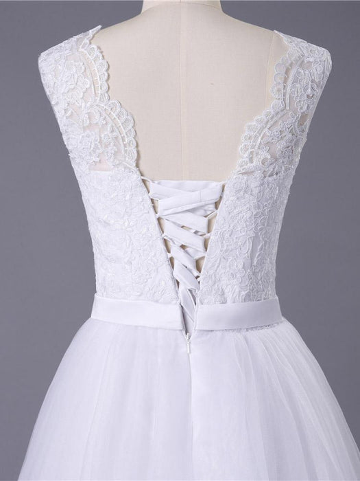 New Lace O-Neck Lace Tulle Boho Wedding Dresses