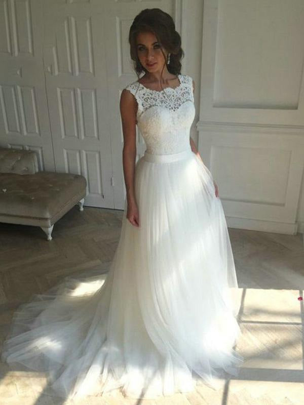 Lace Tulle Boho Cheap Wedding Dresses Under 100 - Bridelily
