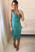 Pool Sexy Sheath Knee Length Homecoming Straps Lace Short Prom Dresses - Prom Dresses