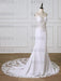 Lace Sweetheart Backless Mermaid Wedding Dresses with Train - wedding dresses