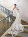 Lace Sweetheart Backless Mermaid Wedding Dresses with Train - Ivory / Floor Length - wedding dresses
