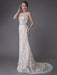 Lace Wedding Dress Champagne Jewel Sleeveless Backless Mermaid Beach Wedding Gown With Train