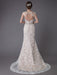 Lace Wedding Dress Champagne Jewel Sleeveless Backless Mermaid Beach Wedding Gown With Train