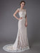 Lace Wedding Dress Champagne Jewel Sleeveless Backless Mermaid Beach Wedding Gown With Train