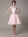 Lace Wedding Dress Cut Out Knee Length A-Line Bridal Dress With Satin Bow misshow
