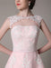 Lace Wedding Dress Cut Out Knee Length A-Line Bridal Dress With Satin Bow misshow
