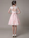 Lace Wedding Dress Cut Out Knee Length A-Line Bridal Dress With Satin Bow misshow