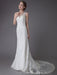 Lace Wedding Dress Ivory Illusion Neckline Sleeveless Chain Beach Wedding Dress Mermaid Bridal Gowns With Train