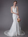 Lace Wedding Dress Ivory Illusion Neckline Sleeveless Chain Beach Wedding Dress Mermaid Bridal Gowns With Train