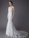 Lace Wedding Dress Ivory Illusion Neckline Sleeveless Chain Beach Wedding Dress Mermaid Bridal Gowns With Train