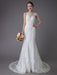 Lace Wedding Dress Ivory Illusion Neckline Sleeveless Chain Beach Wedding Dress Mermaid Bridal Gowns With Train
