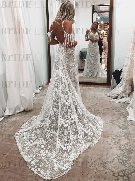 princess polly baby blue dress Ikerenwedding Women's V-Neck Lace Applique Backless Tulle Beach Wedding Dress  Ivory US2 at Amazon Women's Clothing store