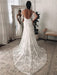 Lace Wedding Dress With Train Ivory A-Line Sleeveless V-Neck Backless Bridal Gowns