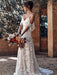 Lace Wedding Dress With Train Ivory A-Line Sleeveless V-Neck Backless Bridal Gowns