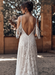 Lace Wedding Dress With Train Ivory A-Line Sleeveless V-Neck Backless Bridal Gowns