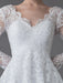 Lace Wedding Dresses Ball Gown V Neck Long Sleeve Backless Princess Bridal Dress