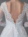 Lace Wedding Dresses Ball Gown V Neck Long Sleeve Backless Princess Bridal Dress