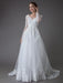 Lace Wedding Dresses Ball Gown V Neck Long Sleeve Backless Princess Bridal Dress