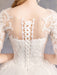 Lace Wedding Dresses Ivory Illusion Neckline Half Sleeve Floor Length Princess Wedding Dress