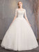 Lace Wedding Dresses Ivory Illusion Neckline Half Sleeve Floor Length Princess Wedding Dress
